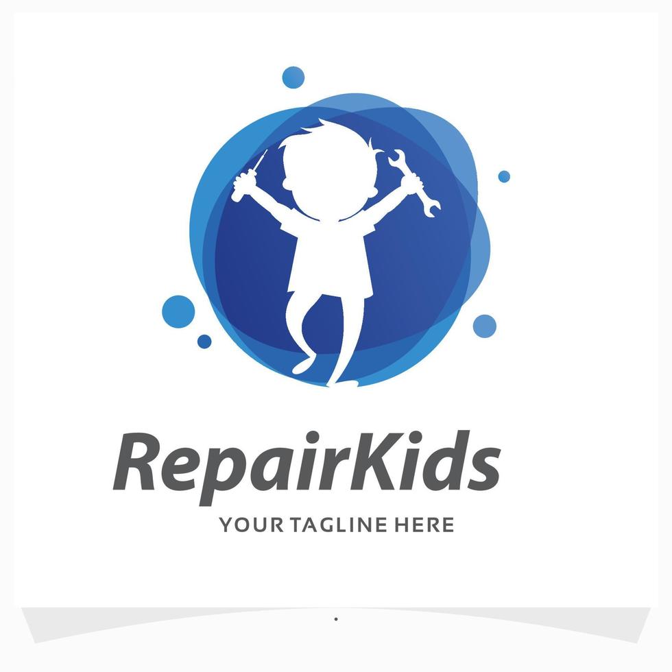 riparazione bambini logo design modello vettore