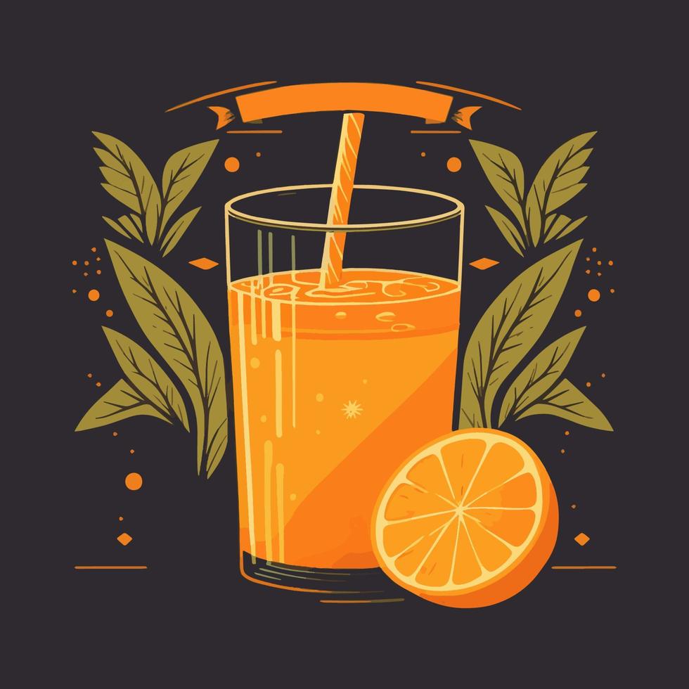 illustrazione di frutta arancia succo con fetta arance su isolato sfondo vettore piatto colore