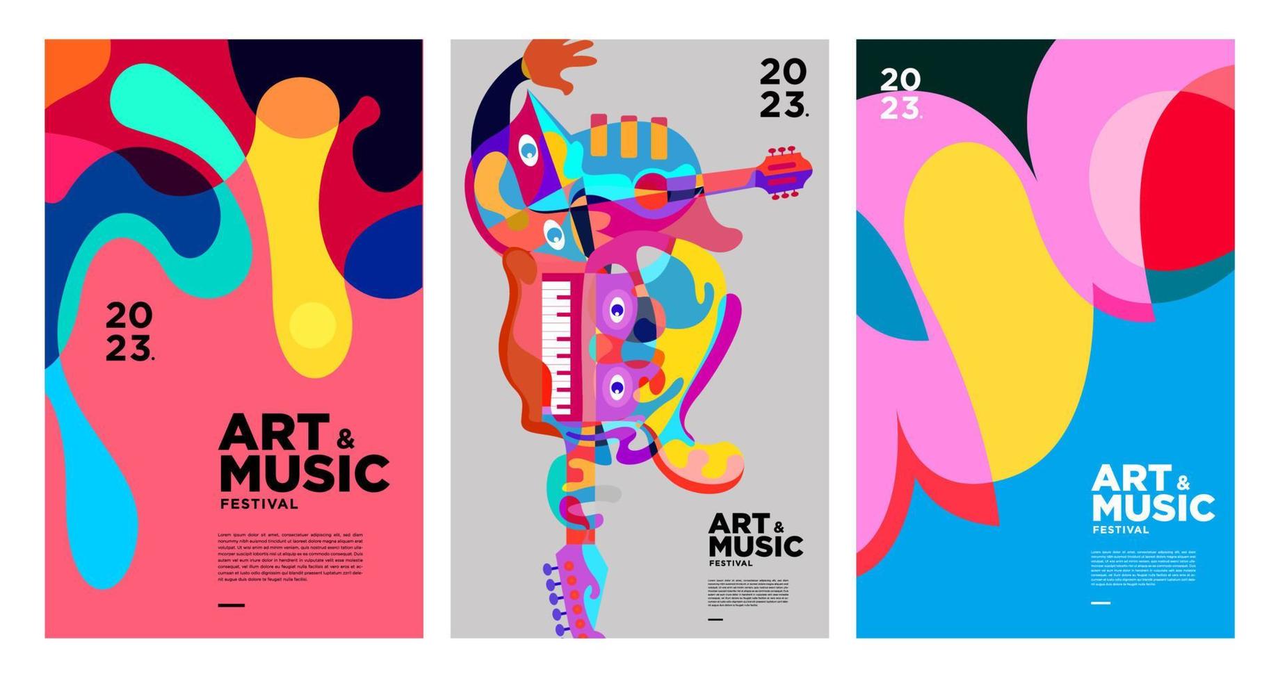 estate colorato arte e musica Festival manifesto e copertina modello 2023 vettore