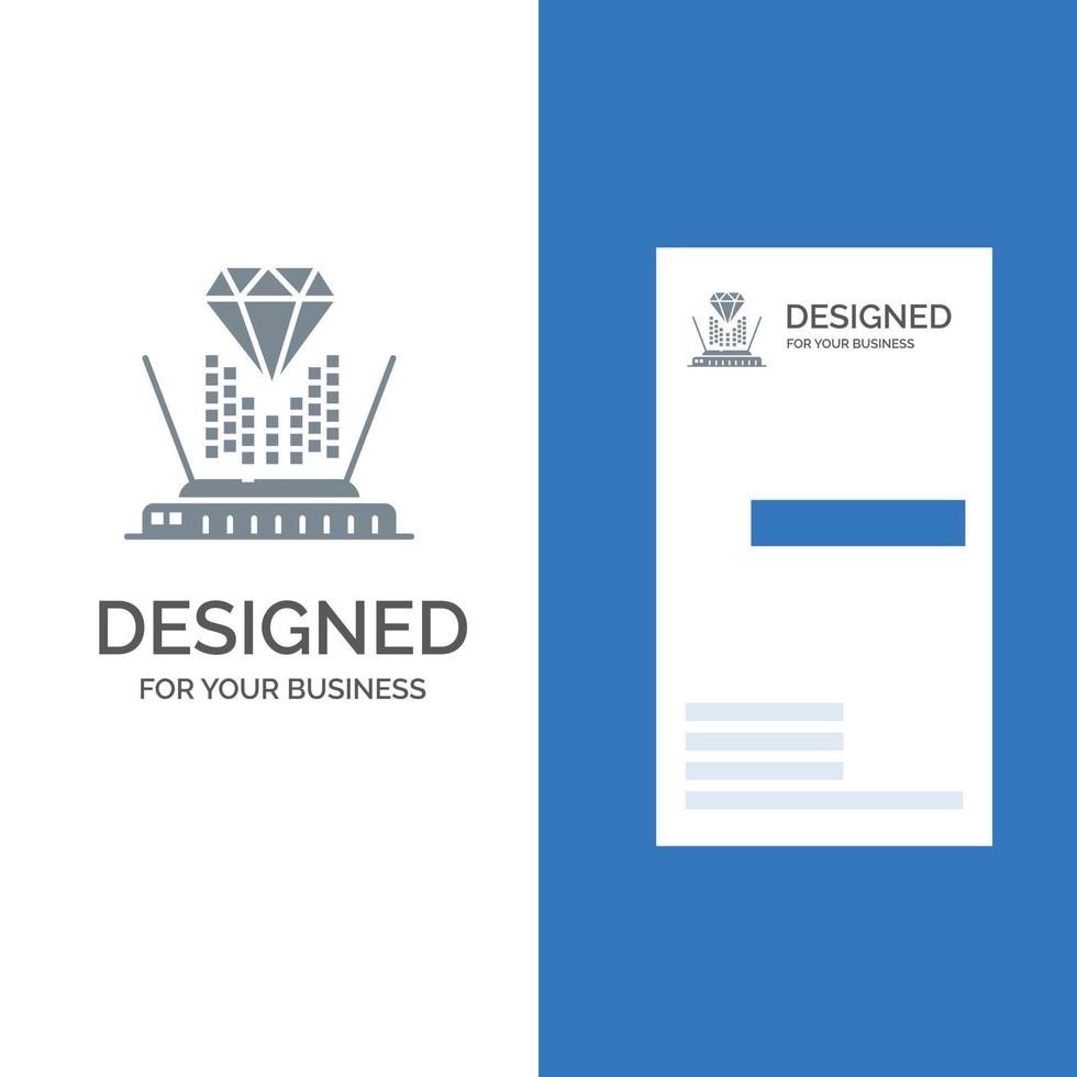 ologramma proiezione tecnologia diamante grigio logo design e attività commerciale carta modello vettore