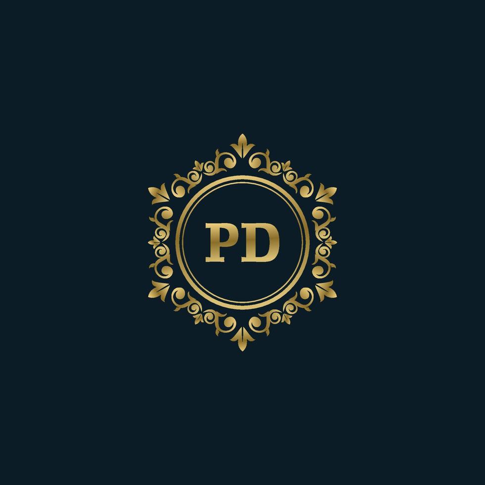 lettera pd logo con lusso oro modello. eleganza logo vettore modello.