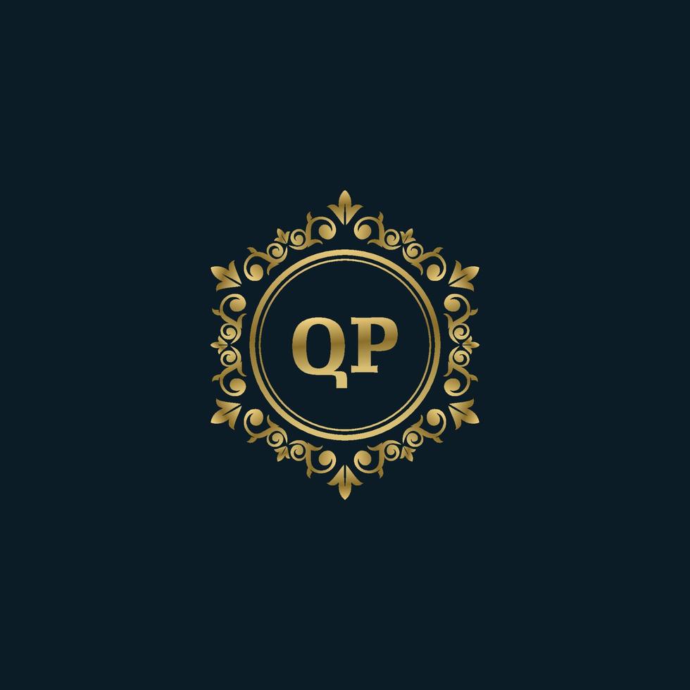 lettera qp logo con lusso oro modello. eleganza logo vettore modello.