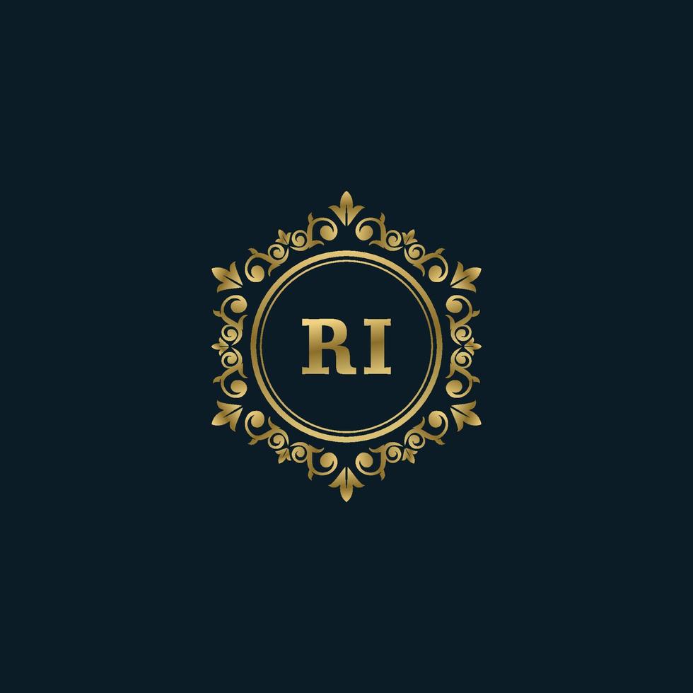 lettera RI logo con lusso oro modello. eleganza logo vettore modello.