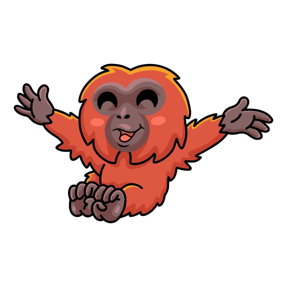 carino poco orangutan cartone animato in posa vettore