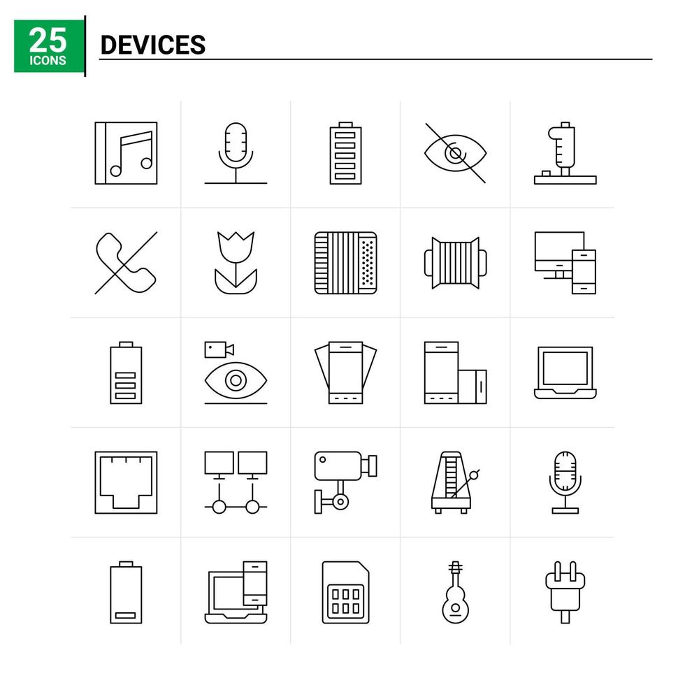 25 dispositivi icona impostato vettore sfondo