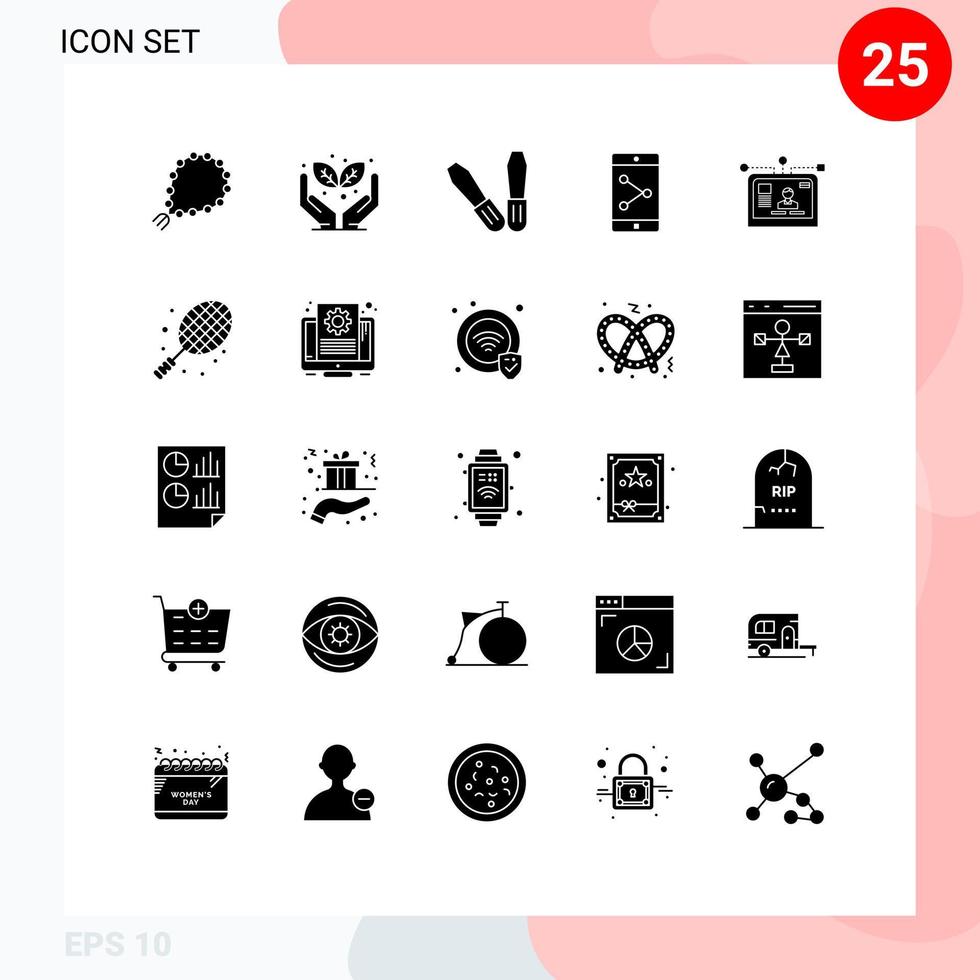 imballare di 25 creativo solido glifi di design utente meccanico sito web mobile applicazione modificabile vettore design elementi