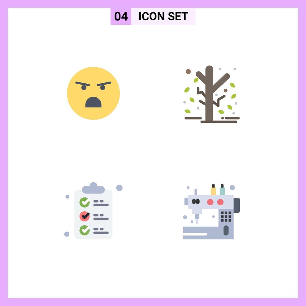 utente interfaccia imballare di 4 di base piatto icone di emoji dai un'occhiata elenco sensazione giardino shopping modificabile vettore design elementi