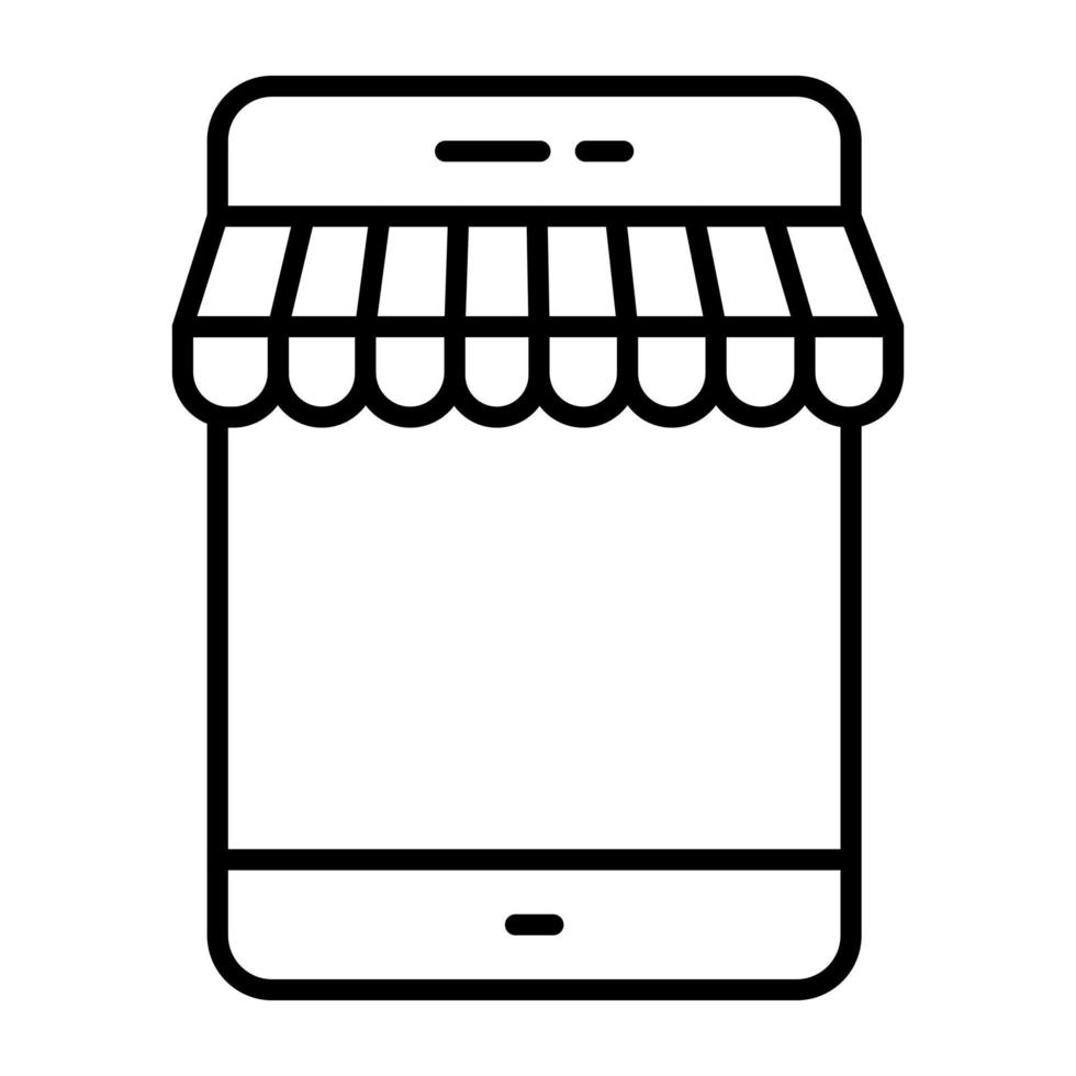 mobile negozio linea icona vettore
