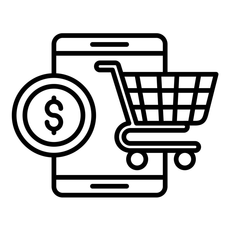 icona della linea di e-commerce vettore
