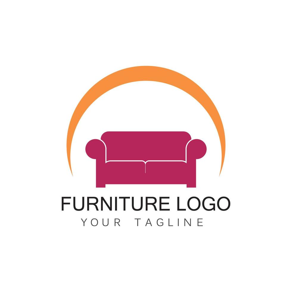 mobilia divano logo design icona modello. casa arredamento interno design vettore
