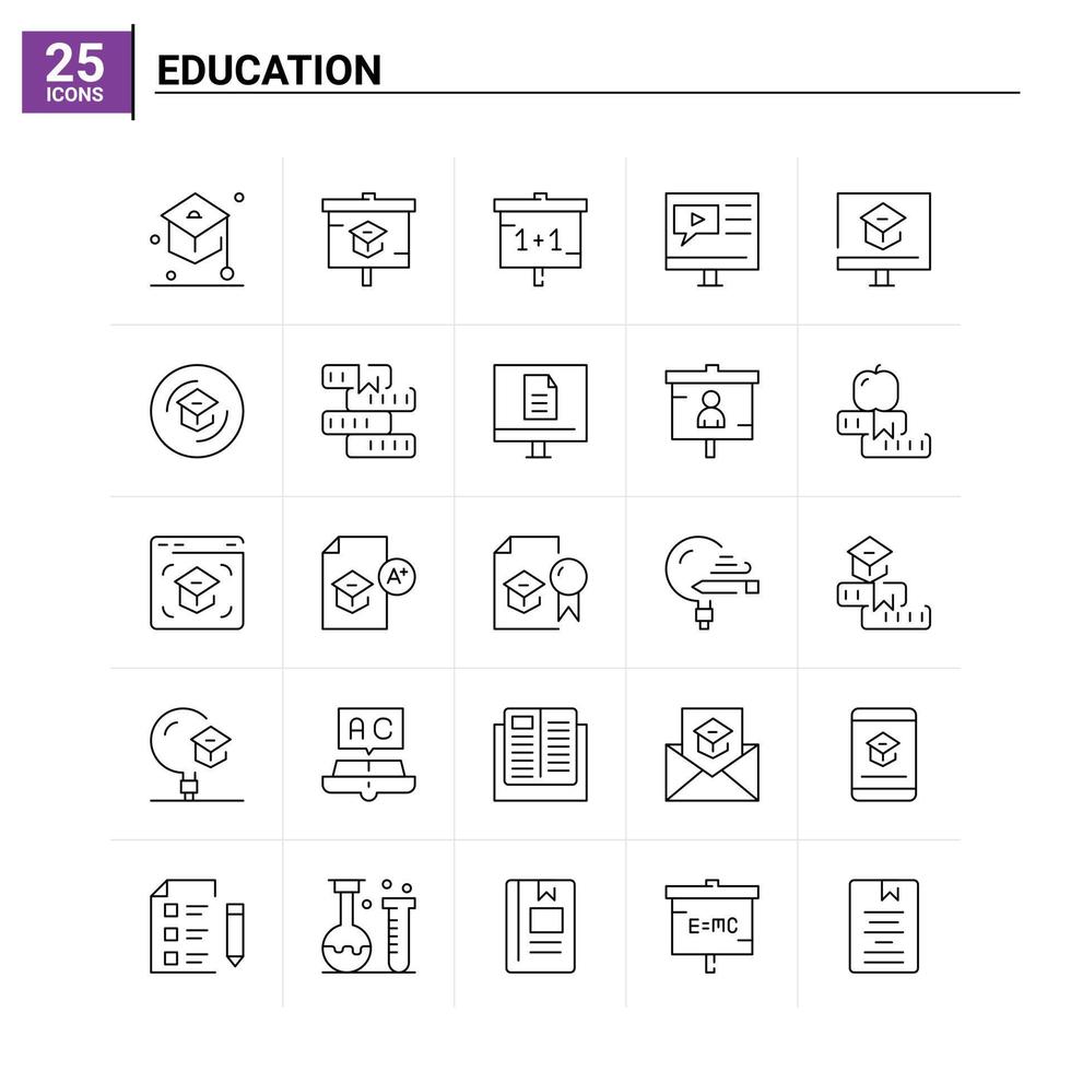 25 formazione scolastica icona impostato vettore sfondo