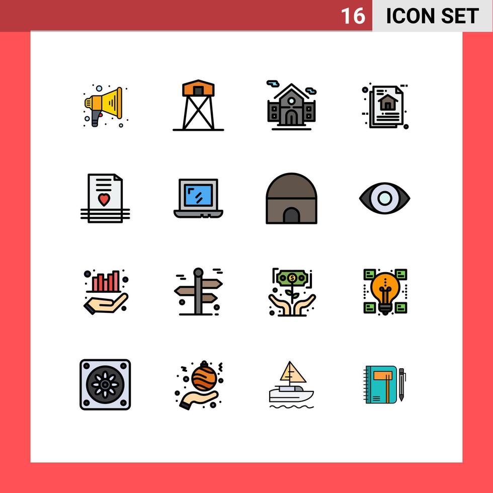 16 universale piatto colore pieno Linee impostato per ragnatela e mobile applicazioni invito programma algoritmo edificio documento dati modificabile creativo vettore design elementi