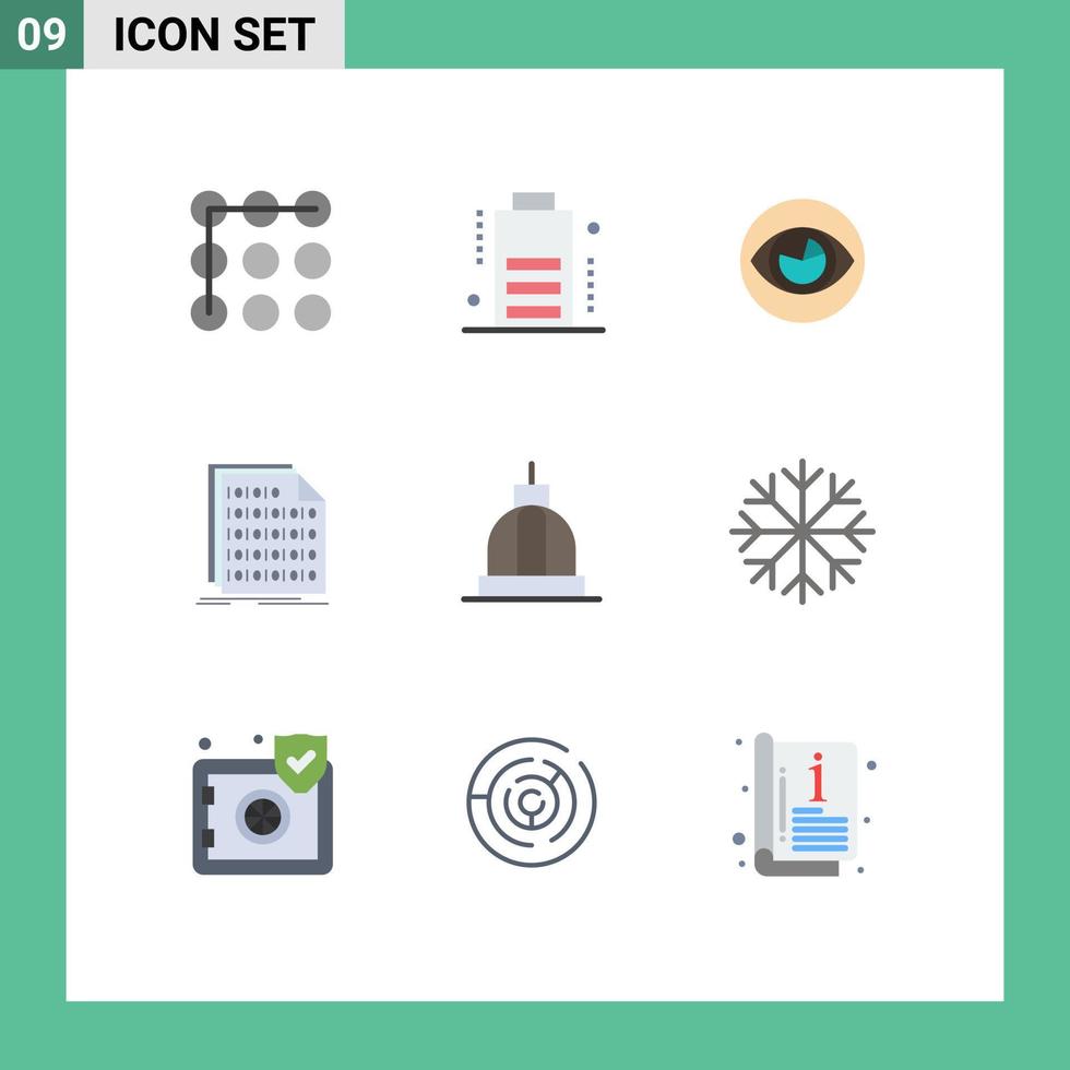 mobile interfaccia piatto colore impostato di 9 pittogrammi di banca documento Visualizza dati codice modificabile vettore design elementi