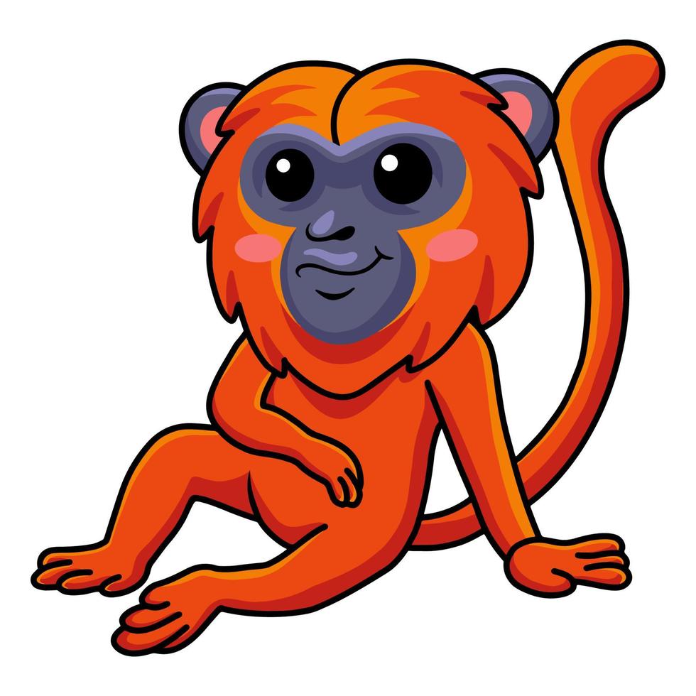 carino rosso urlatore scimmia cartone animato seduta vettore