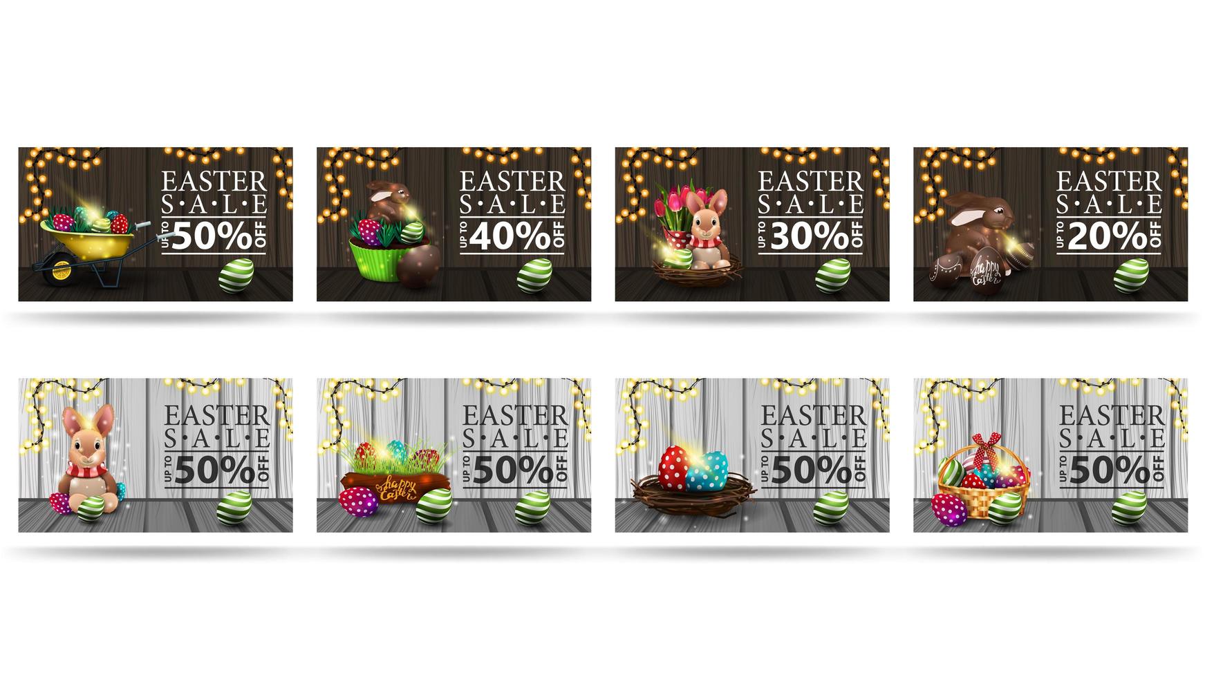 raccolta di banner sconto di Pasqua su sfondo bianco vettore