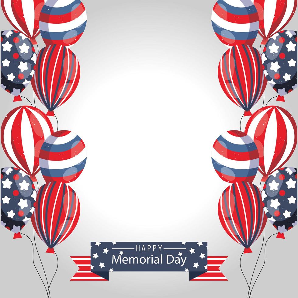 banner di celebrazione del memorial day con palloncini americani vettore