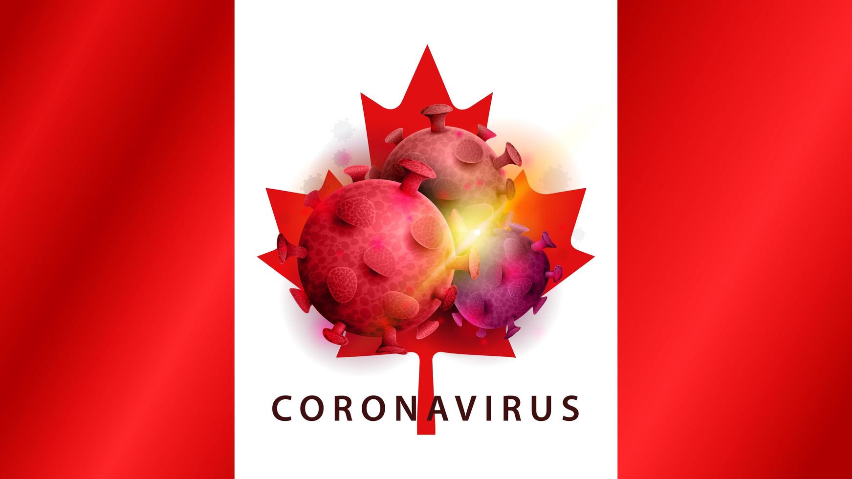 segno del coronavirus covid-2019 sulla bandiera del canada vettore