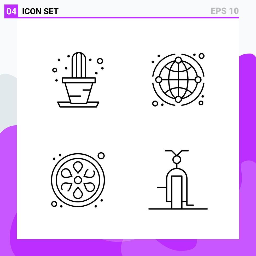 impostato di 4 icone nel linea stile. creativo schema simboli per sito web design e mobile app. semplice linea icona cartello isolato su bianca sfondo. 4 icone. vettore