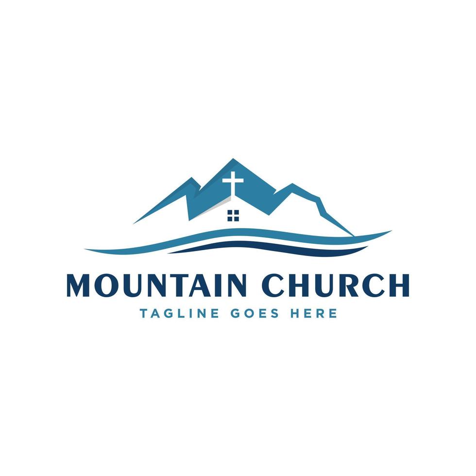 montagna Chiesa vettore illustrazione logo design