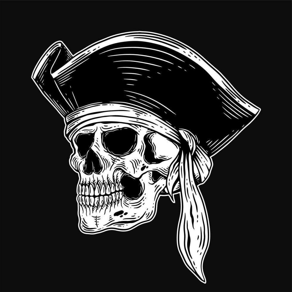 buio arte cranio pirati Capitano scheletro Vintage ▾ illustrazione per capi di abbigliamento abbigliamento vettore