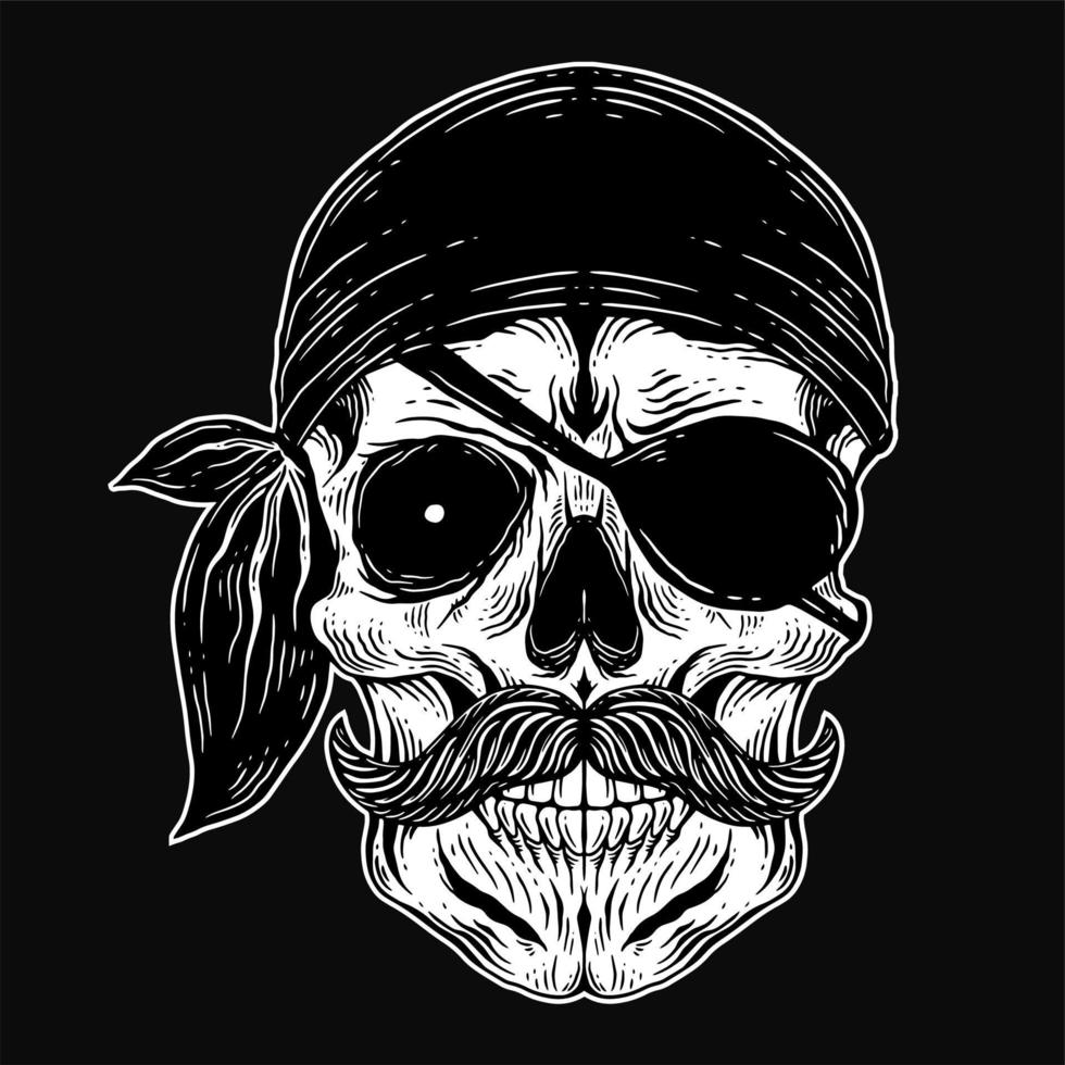 buio arte cranio pirati Capitano scheletro Vintage ▾ illustrazione per capi di abbigliamento abbigliamento vettore