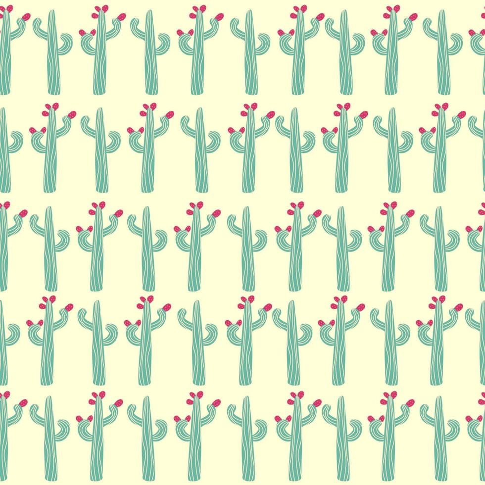 senza soluzione di continuità modello con diverso cactus. luminosa ripetuto struttura con verde cactus. naturale sfondo con deserto impianti vettore