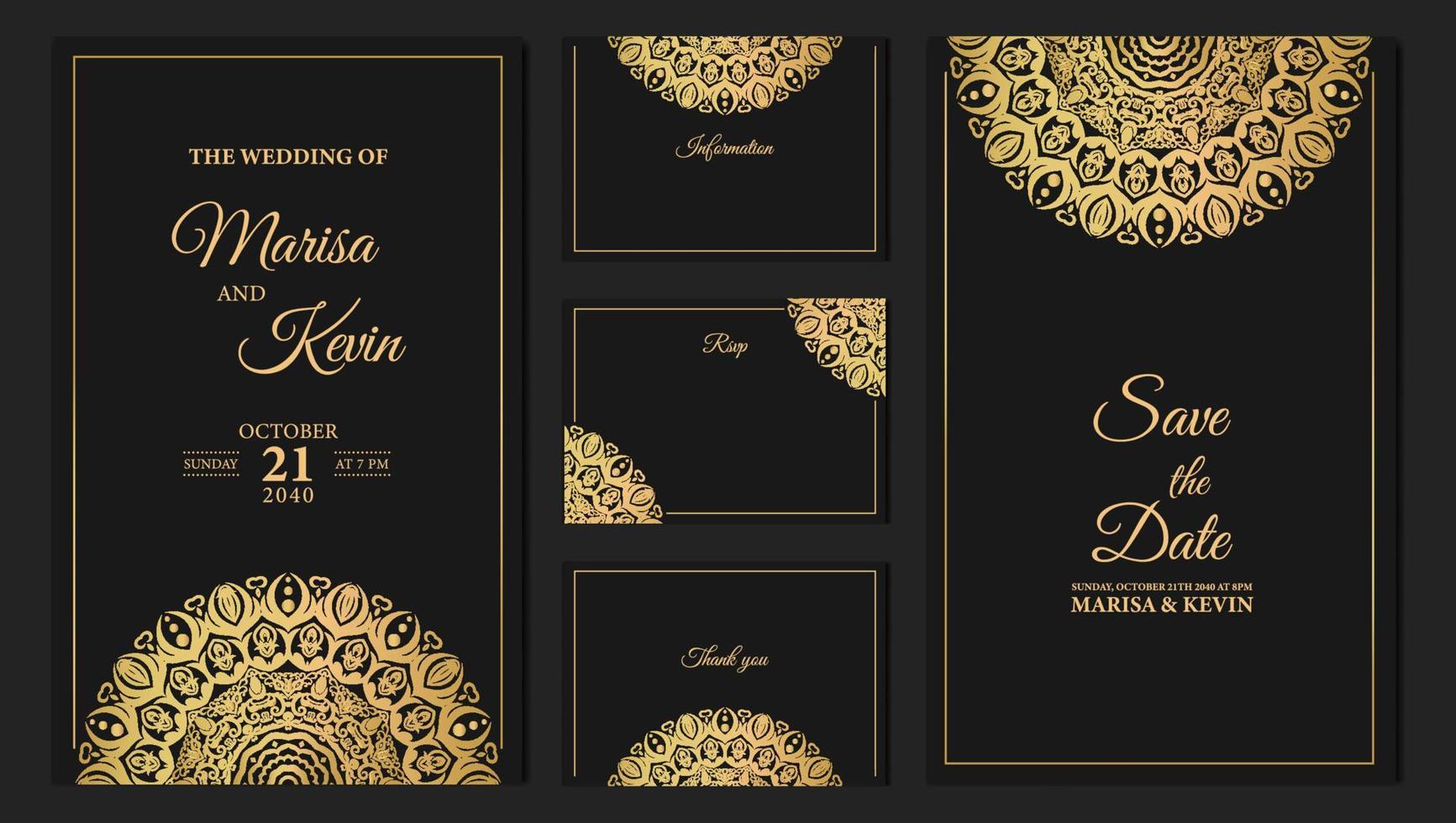 lusso nozze invito carta design con d'oro mandala vettore