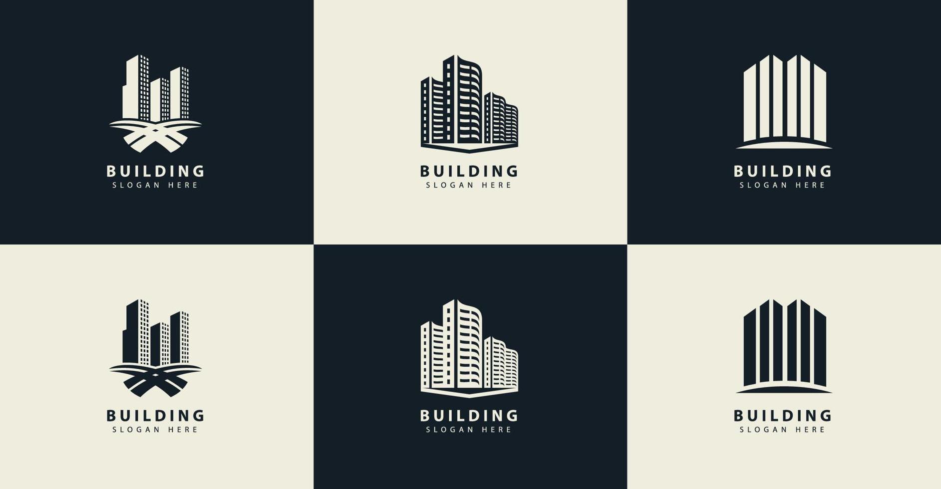 impostato di edificio monoline logo design ispirazione vettore