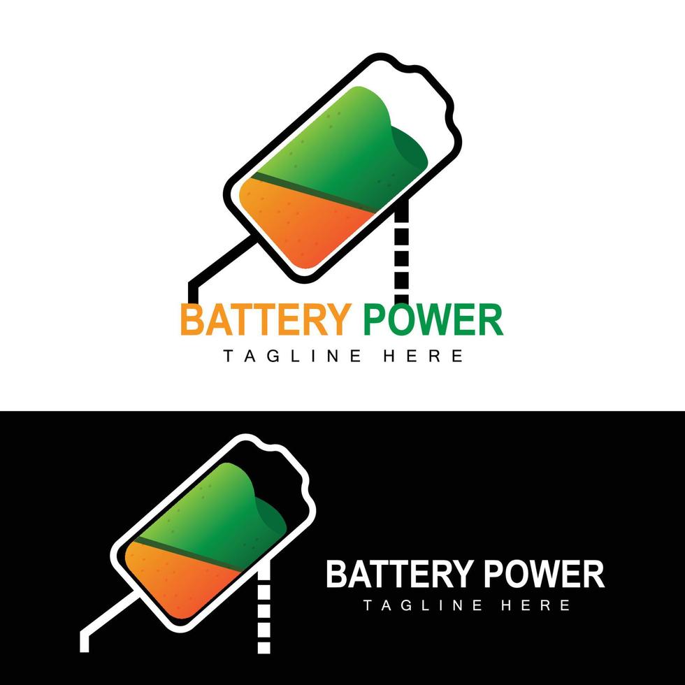 batteria logo disegno, tecnologia ricarica illustrazione, azienda marca vettore