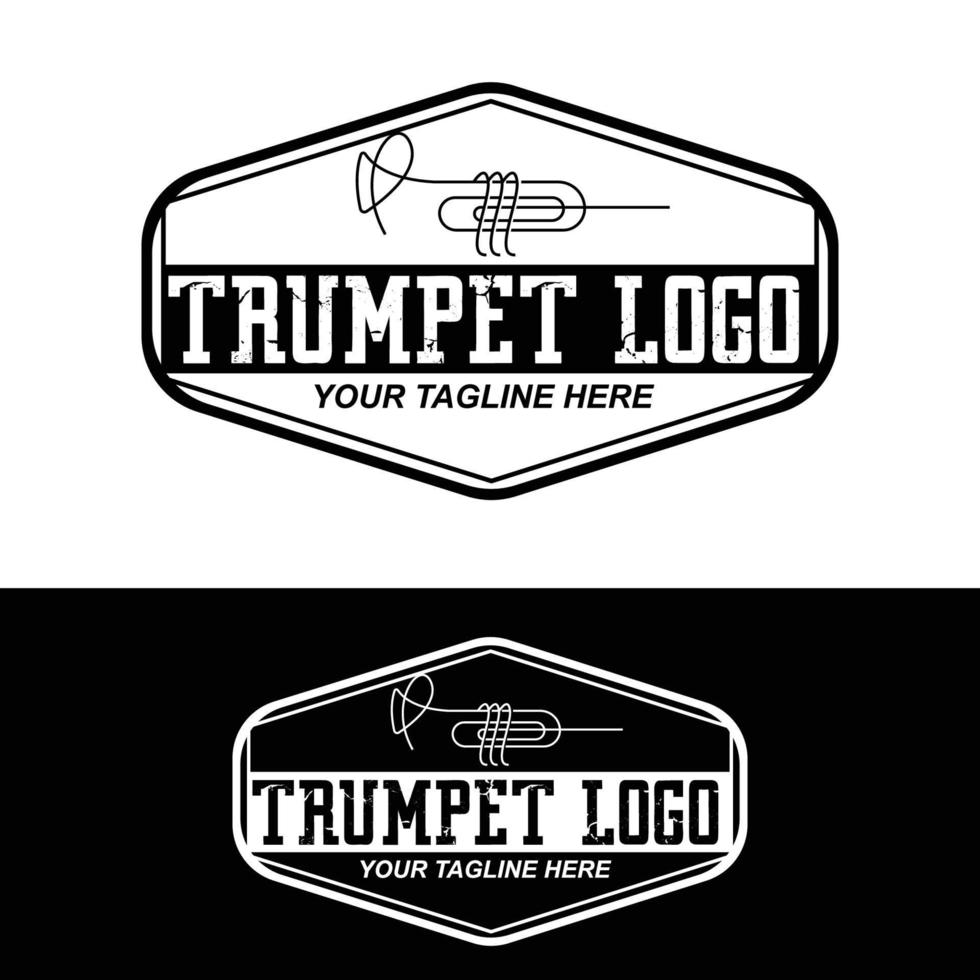 design del logo della tromba, generazione della melodia, illustrazione dello schizzo vettoriale dello strumento musicale