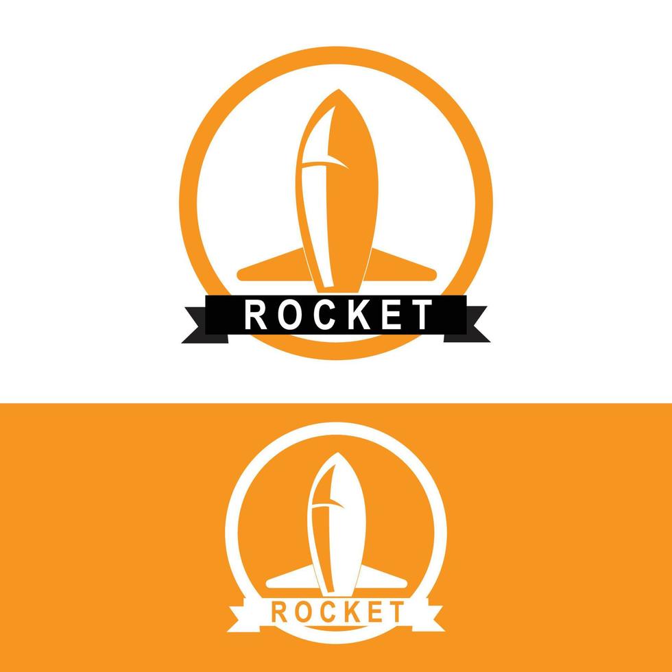 design del logo del razzo, veicolo per l'esplorazione spaziale vettore