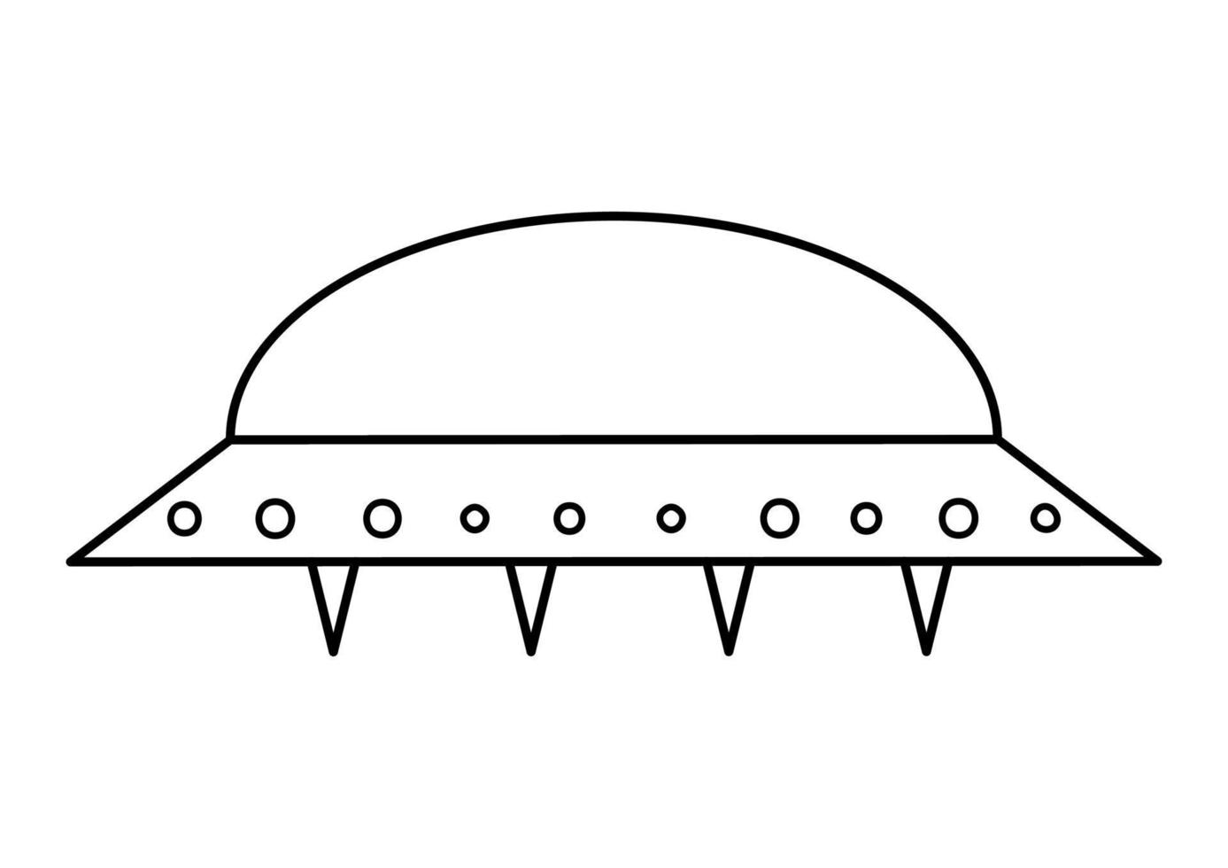 vettore nero e bianca ufo illustrazione per bambini. schema volante piattino icona isolato su bianca sfondo. spazio colorazione pagina per bambini