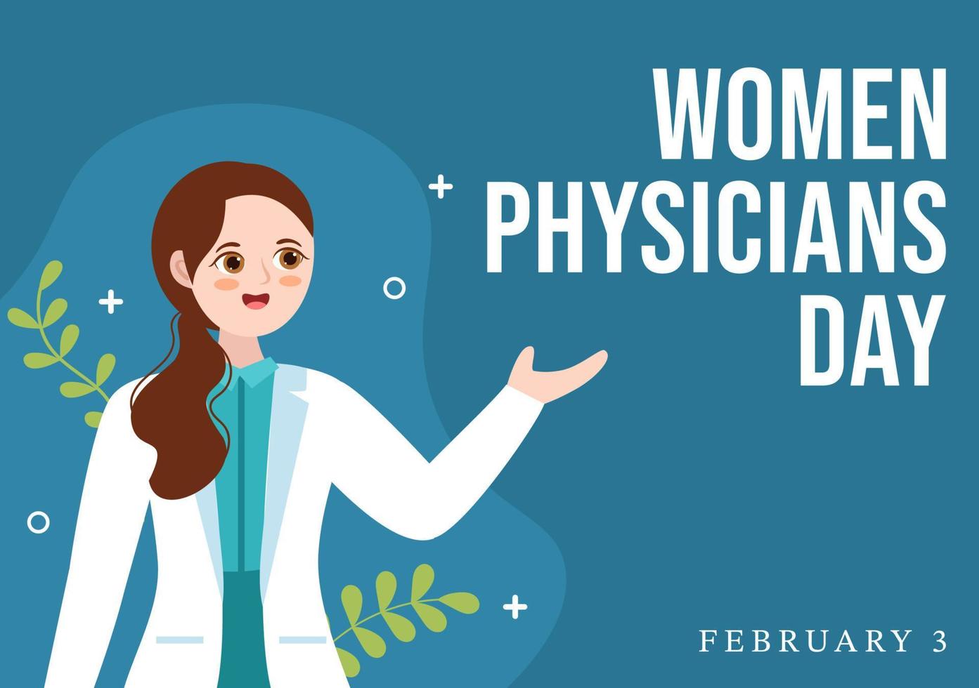 nazionale donne medici giorno su febbraio 3 per onore femmina medici attraverso il nazione nel piatto cartone animato mano disegnato modelli illustrazione vettore