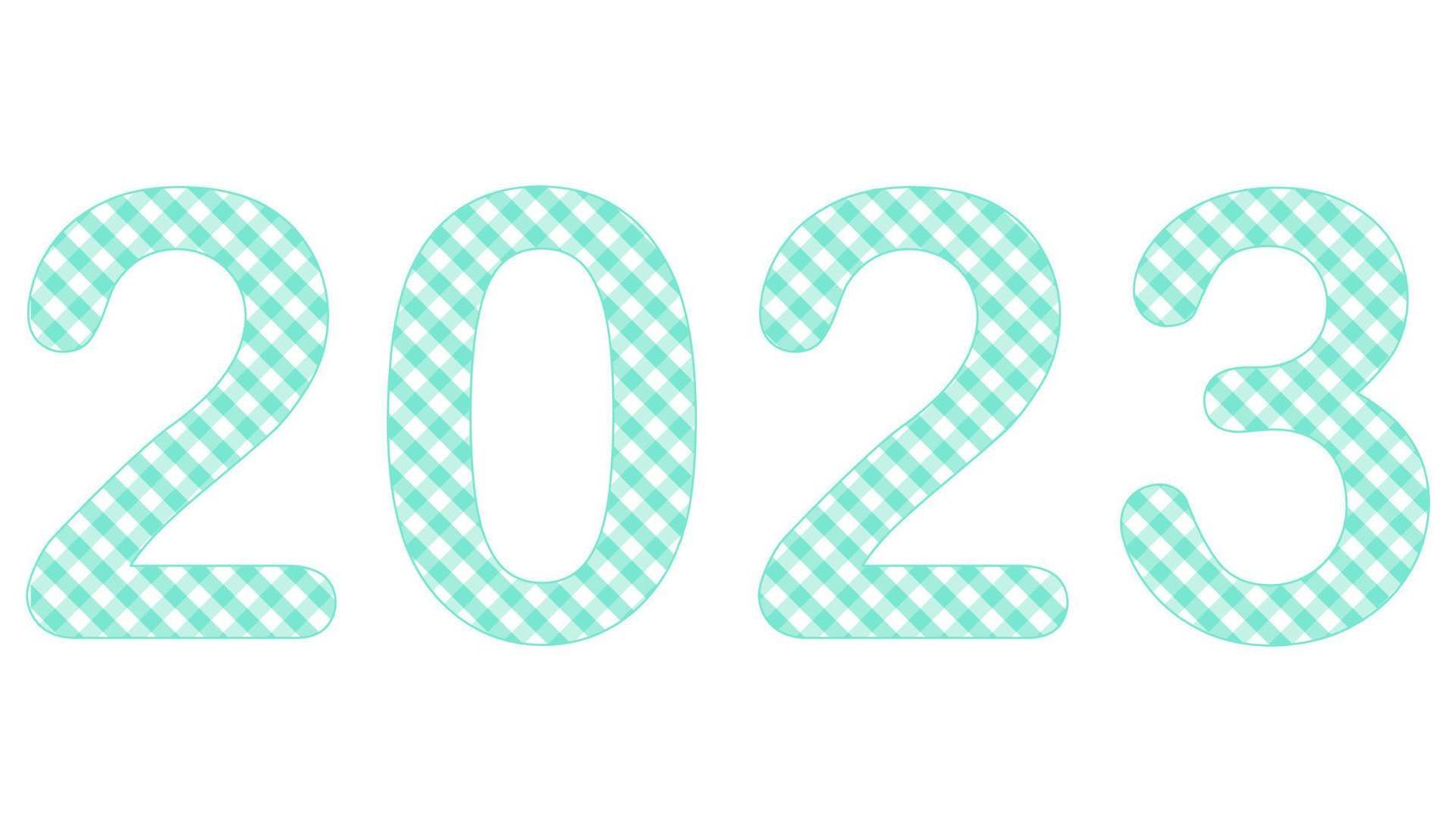 un' impostato di numero 2023, il anno di il signori con scozzese modello dentro il numero. concetto di anniversari, annuale, festeggiare e eccetera. vettore
