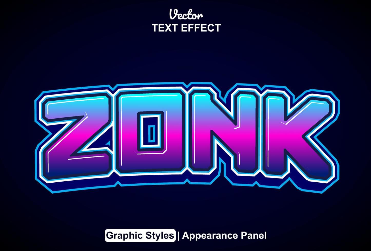 zonk testo effetto con grafico stile e modificabile. vettore