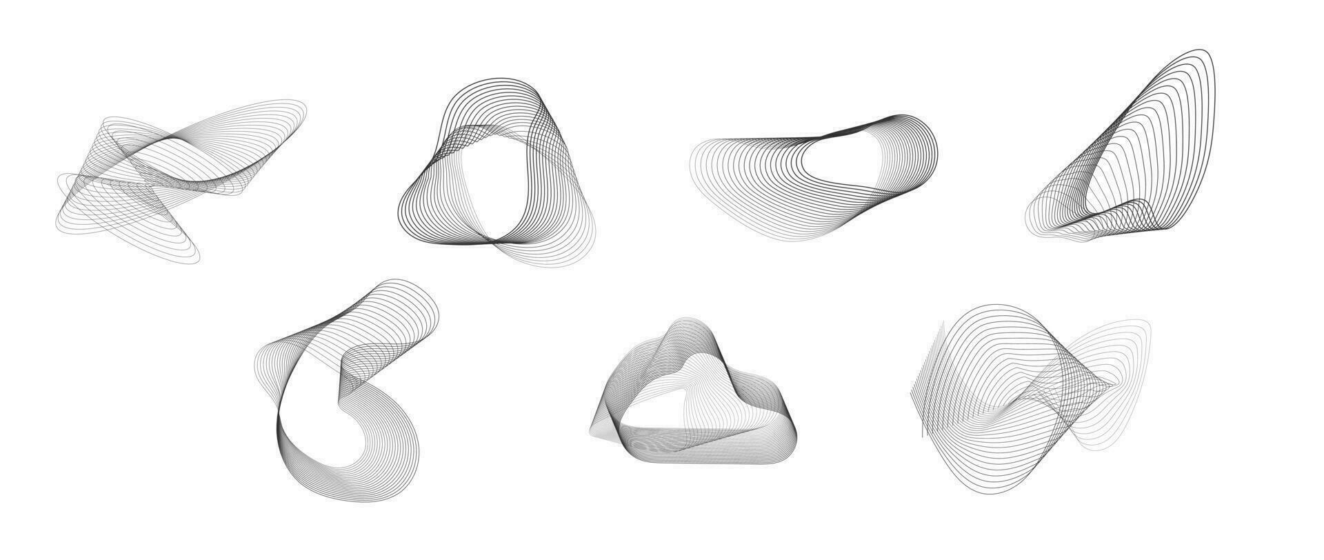 astratto linea onda collezione. impostato di grafico linea ondulato movimento nel nero colore isolato su bianca sfondo. movimento linea elementi vettore illustrazione