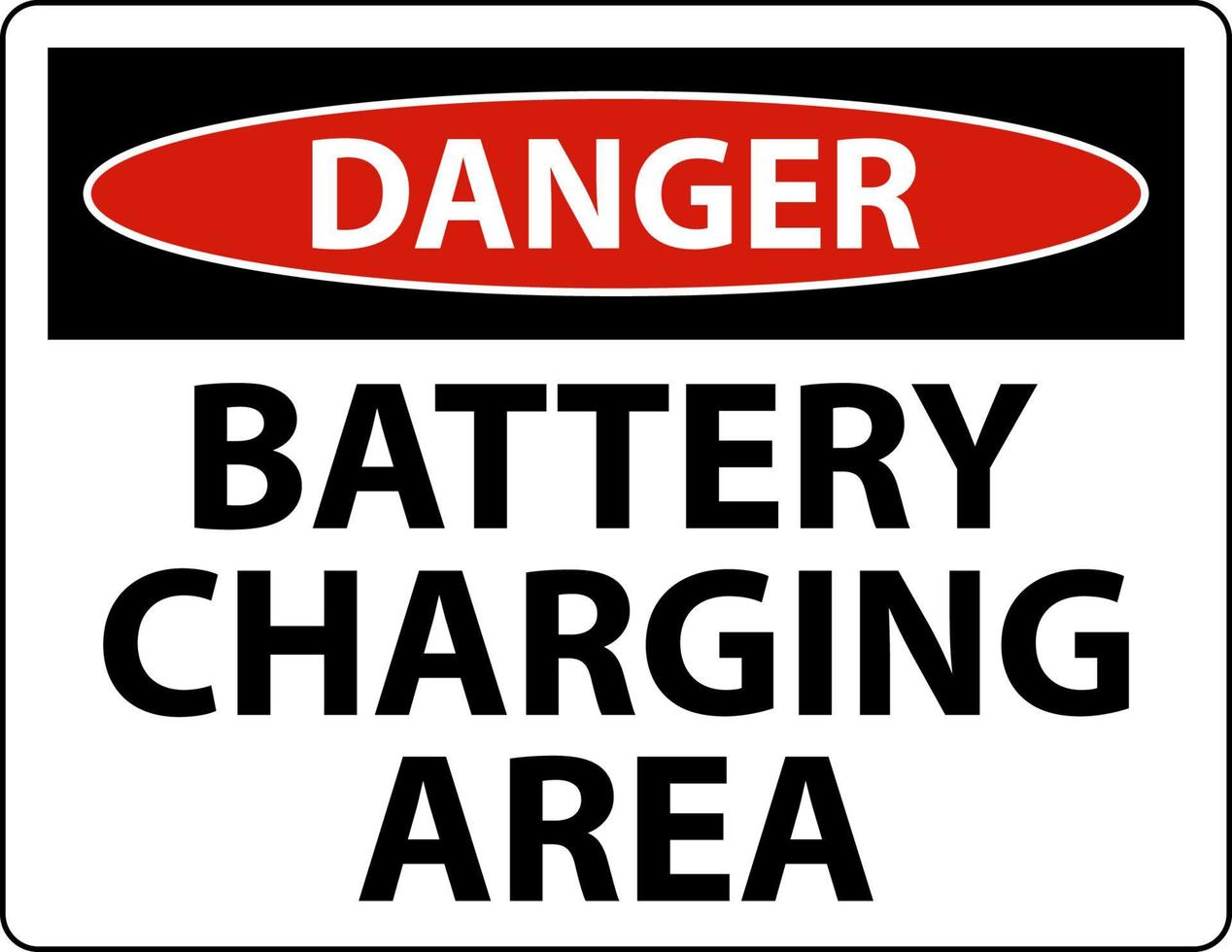 Pericolo zona di ricarica della batteria segno su sfondo bianco vettore