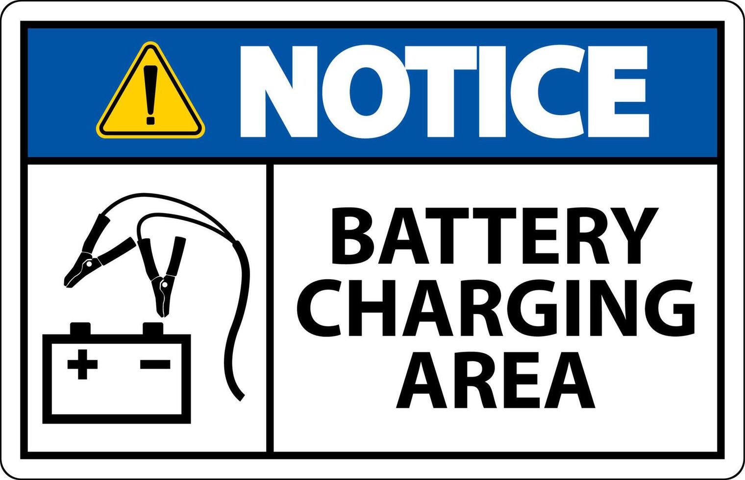 avviso area di ricarica della batteria segno su sfondo bianco vettore