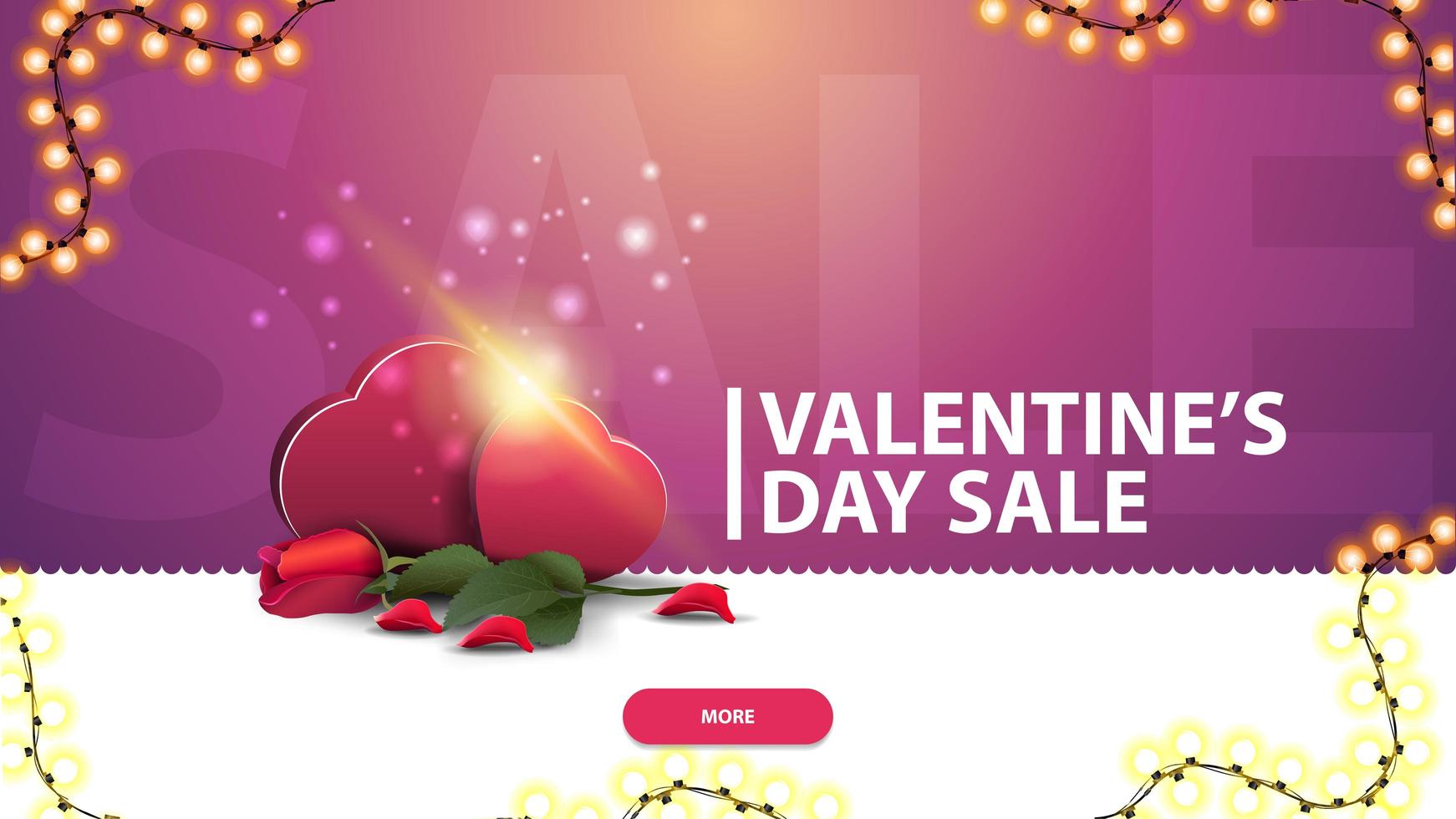 vendita di san valentino, banner sconto rosa per sito web vettore