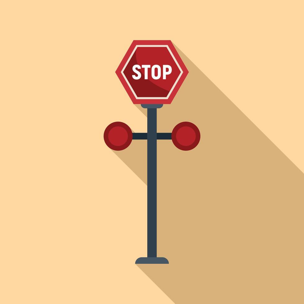 fermare cartello barriera icona piatto vettore. treno strada vettore