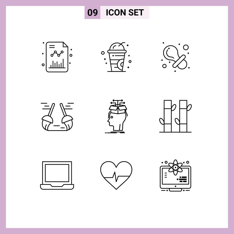 mobile interfaccia schema impostato di 9 pittogrammi di testa dati bambino spazzare pulito modificabile vettore design elementi
