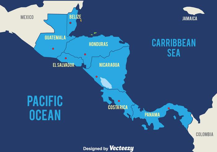 Vettore blu della mappa dell'America Centrale