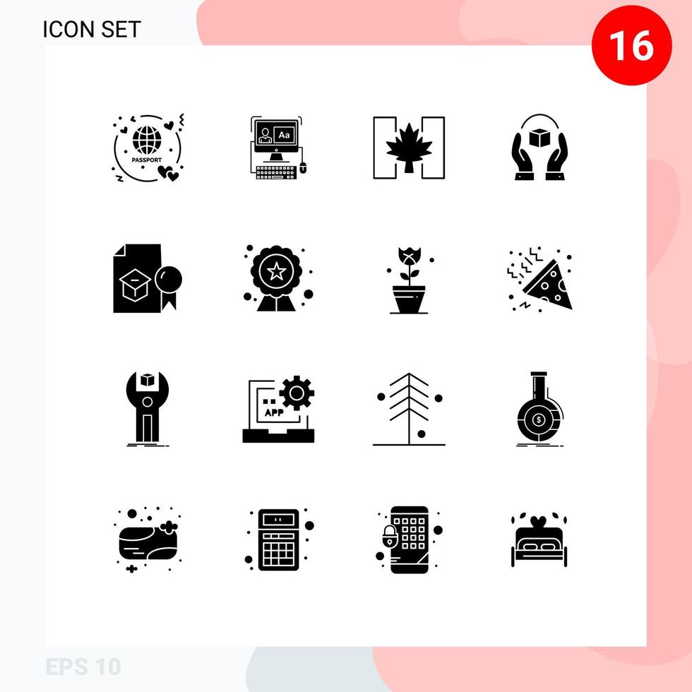 impostato di 16 moderno ui icone simboli segni per certificato Prodotto bandiera maniglia cura modificabile vettore design elementi