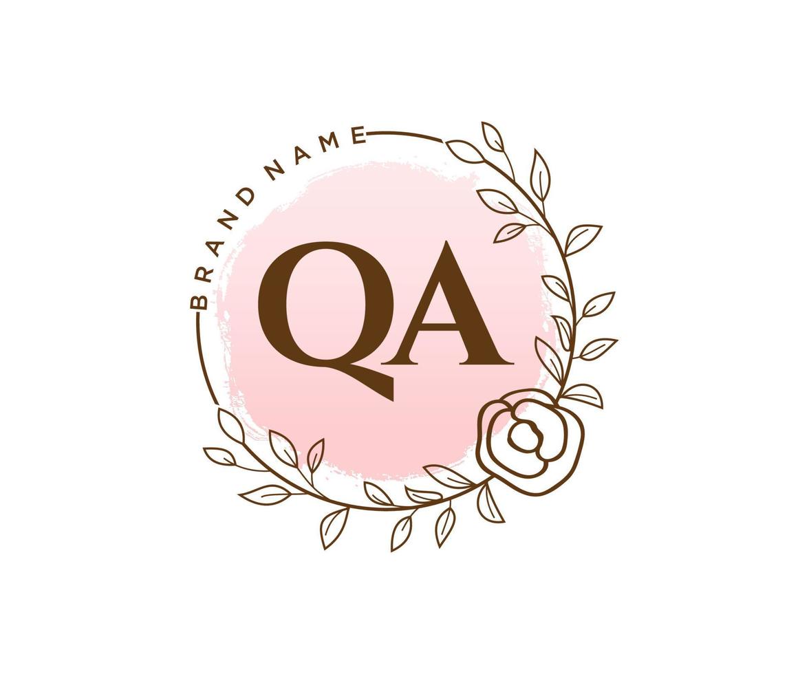 iniziale qa femminile logo. utilizzabile per natura, salone, terme, cosmetico e bellezza loghi. piatto vettore logo design modello