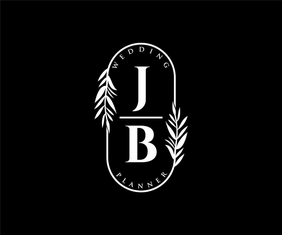 jb iniziali lettera nozze monogramma loghi collezione, mano disegnato moderno minimalista e floreale modelli per invito carte, Salva il Data, elegante identità per ristorante, boutique, bar nel vettore