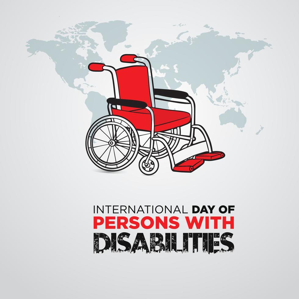 internazionale giorno di persone con disabilità. dicembre 3. adatto per sedia a rotelle, manifesto e striscione. vettore illustrazione.