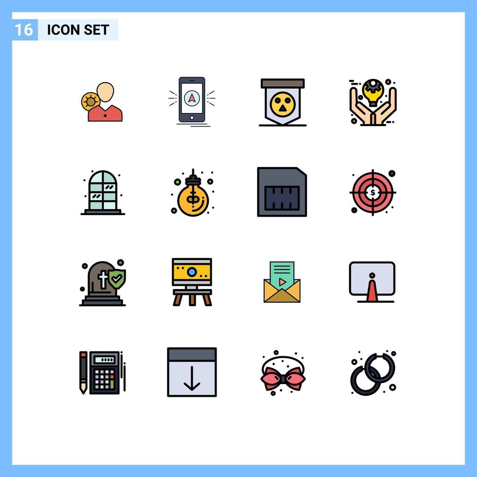 impostato di 16 moderno ui icone simboli segni per definizione cranio App orrore tavola modificabile creativo vettore design elementi