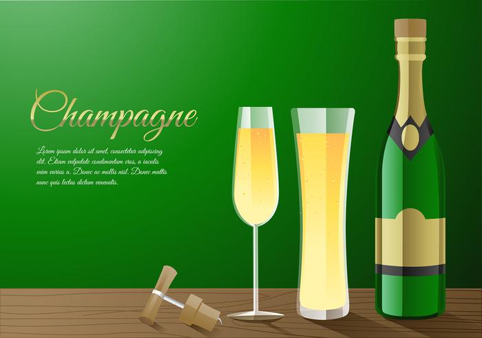 vettore di spumante champagne