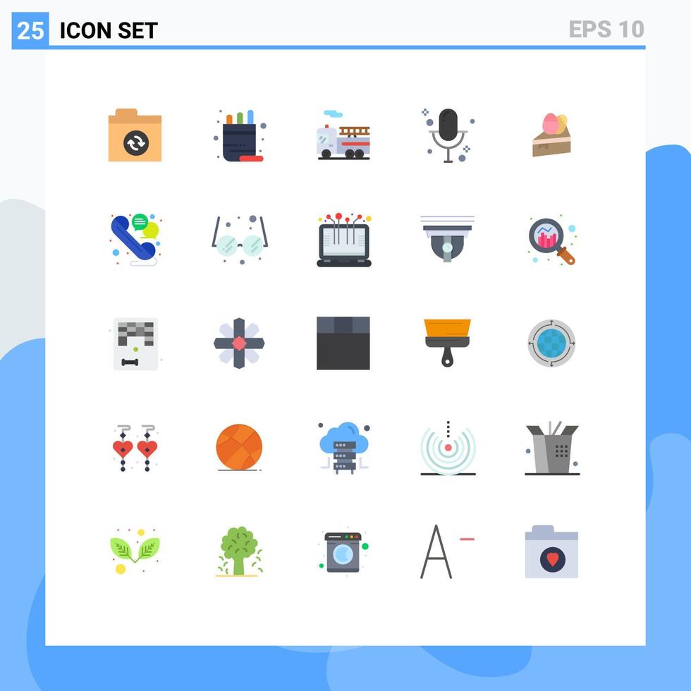 impostato di 25 moderno ui icone simboli segni per uovo dolce quadrilatero torta microfono modificabile vettore design elementi