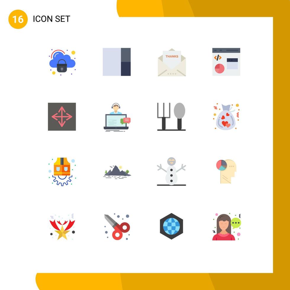 16 tematico vettore piatto colori e modificabile simboli di App programmazione Messaggio sviluppo dati modificabile imballare di creativo vettore design elementi